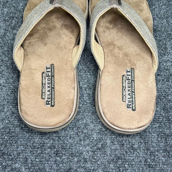 Skechers Rosen Sandals Men's 10 Khaki Athletic Outdoor Summer Beach Flip Flops - Picture 9 of 12